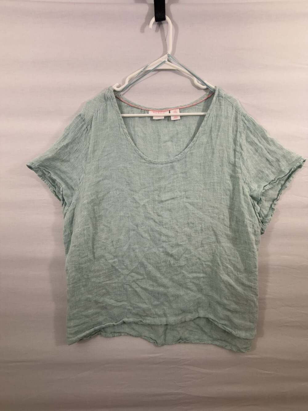 Isaac Mizrahi Linen T-Shirt Size 3X Green Short Sleeve Blouse Top